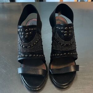 Miss Sixty stud bead embellished heeled sandals 37.5